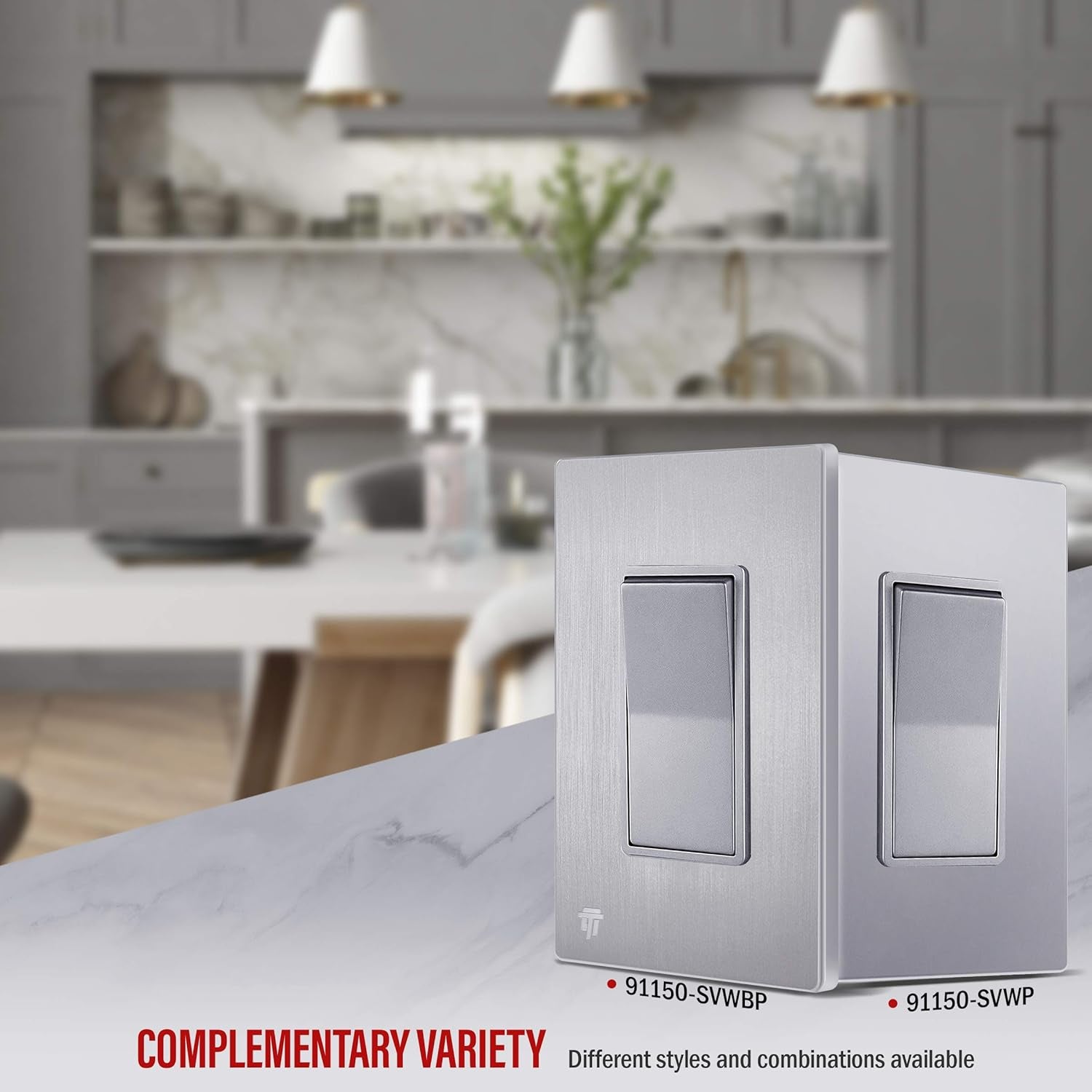 Elite Series Decorator Light Switch with Brushed Screwless Wall Plate, Single Pole, 3 Wire, Grounding Screw, Residential Grade, 15A 120V, UL Listed, 91150-SVWBP, Silver with Wall Plate